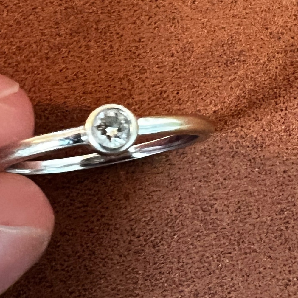 MEJURI Womens solo diamond ring solid 14k white gold with .05ct diamond size 5